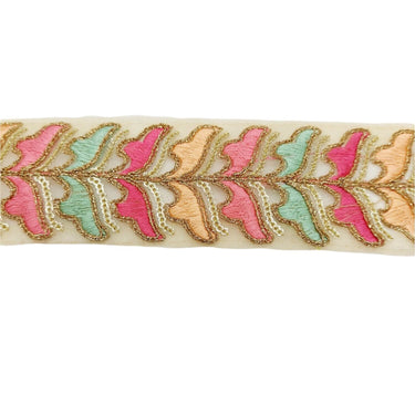 9 Yards Sheer Gold Tissue Embroidered Trim, Decorative Trim, Indian Sari Border Sequin Trimming